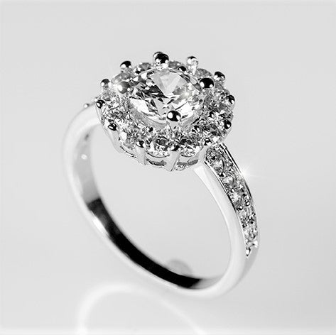 Belle 6mm Cubic Zirconia Halo Ring | 0.84ct | 2ct