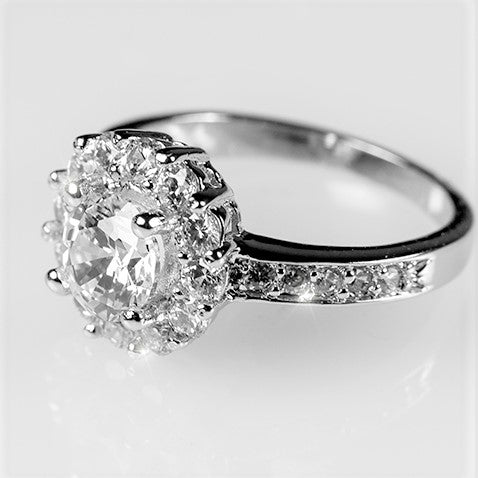 Belle 6mm Cubic Zirconia Halo Ring | 0.84ct | 2ct