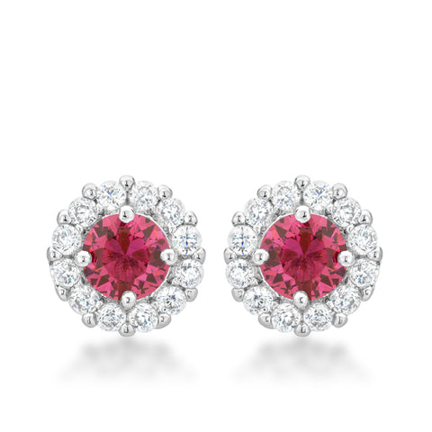 Belle Pink Rose Halo Stud Earrings | 2ct