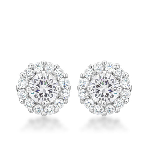 Belle Clear Round Halo Stud Earrings | 2ct
