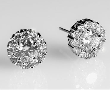 Belle 6mm Round CZ Halo Stud Earrings | 0.84ct | 2ct