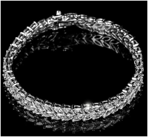 Gresia Marquise Cluster Tennis Bracelet - 7.25in