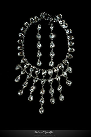 Krista Art Deco Draping Necklace | Crystal