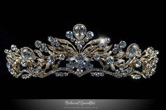 Sabella Victorian Art Deco Gold Tiara | Swarovski Crystal - Beloved Sparkles
- 1