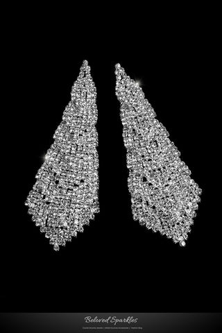 Glenna Cluster Long Chandelier Earrings | Crystal - Beloved Sparkles