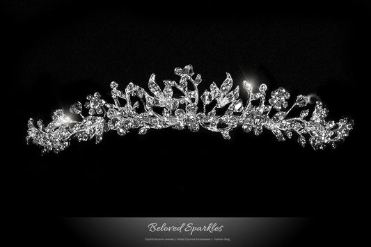 Gretchen Floral Cluster Crystal Tiara | Swarovski Crystal - Beloved Sparkles
- 1