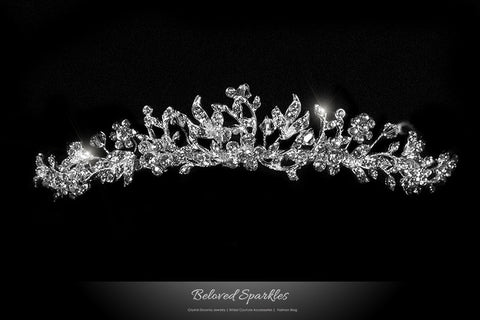 Gretchen Floral Cluster Crystal Tiara | Swarovski Crystal