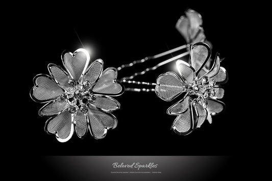 Orlina Large Mesh Flower Hair Stick Pin | Rhinestone - Beloved Sparkles
- 1