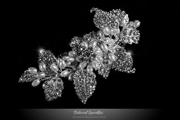 Dilan White Pearl Leaves Hair Clip | Pearl | Crystal - Beloved Sparkles