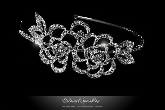 Francine Double Flower Headband | Swarovski Crystal - Beloved Sparkles