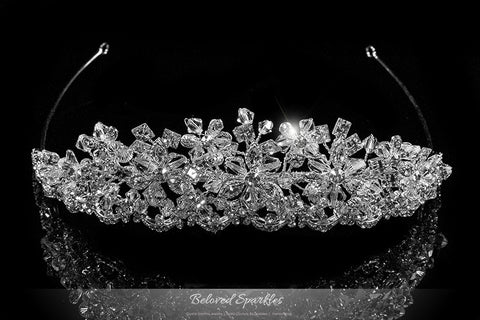 Azalea Crystal Flower Silver Tiara | Swarovski Crystal
