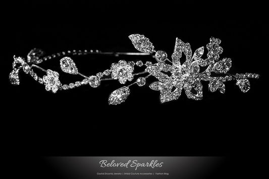 Hermilla Flower Cluster Silver Headband | Swarovski Crystal - Beloved Sparkles
 - 1