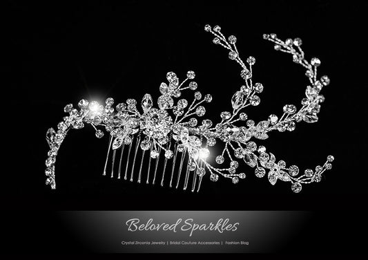 Reina Floral Spray Hair Comb | Swarovski Crystal - Beloved Sparkles
- 1
