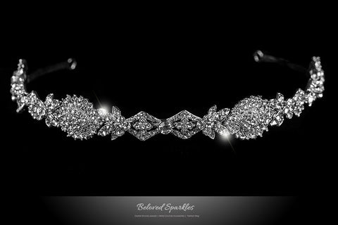Kristy Art Deco Cluster Silver Headband | Swarovski Crystal