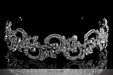 Jorgina Swirl Romance Silver Headband | Swarovski Crystal