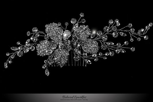 Mandy Leaf Spray Cluster Hair Clip | Swarovski Crystal - Beloved Sparkles