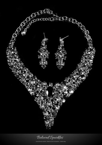 Dawna Art Deco Black Necklace Set | Crystal