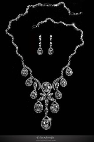 Amadela Vintage Teardrop Necklace Set | 80 Carat | Cubic Zirconia