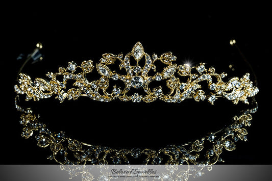 Nedda Art Deco Filigree Tiara | Gold | Swarovski Crystal - Beloved Sparkles
- 1