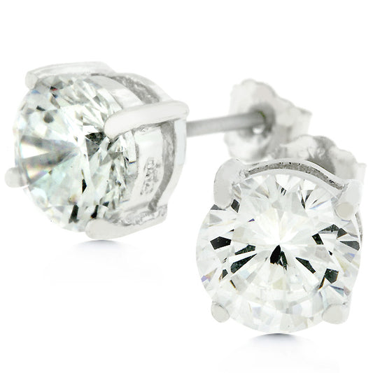 Blossom Round CZ Stud Earrings | 4mm-6.25mm-7mm | Sterling Silver