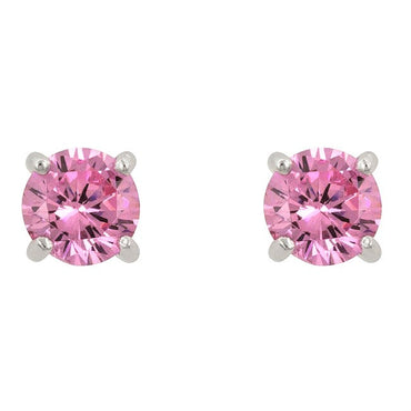 Blossom Pink Round CZ Stud Earrings | 6.25mm – 7mm | Sterling Silver