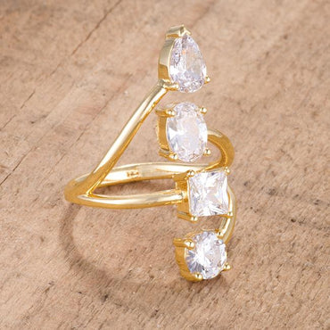 Bria Stunning CZ Linear Goldtone Ring | 3ct