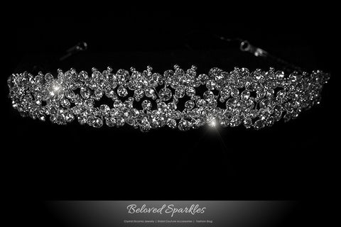 Krisma Floral Cluster Silver Tiara | Swarovski Crystal