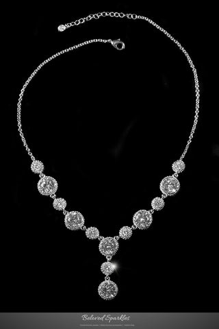 Jacky Fashion Milgrain Round Dangle Necklace | 45 Carat | Cubic Zirconia - Beloved Sparkles