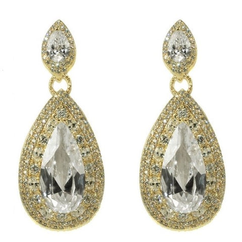 Bridey Pear Chandelier Earrings | 18k Gold | 55mm