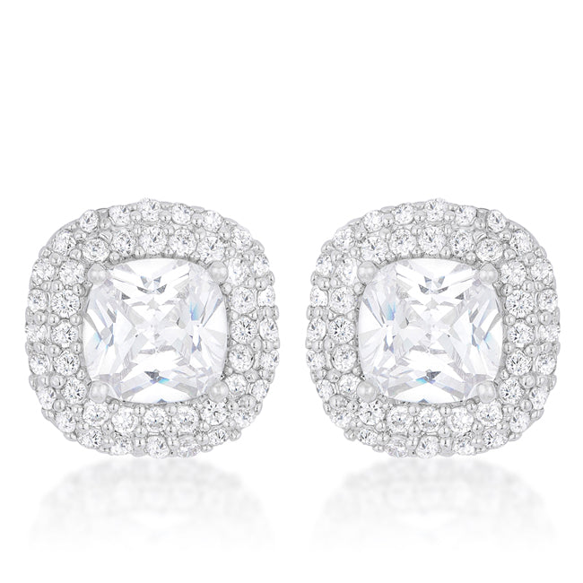 Burke 8mm Cushion Halo Stud Earrings | 3ct