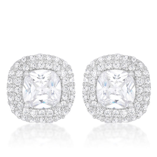 Burke 8mm Cushion Halo Stud Earrings | 3ct