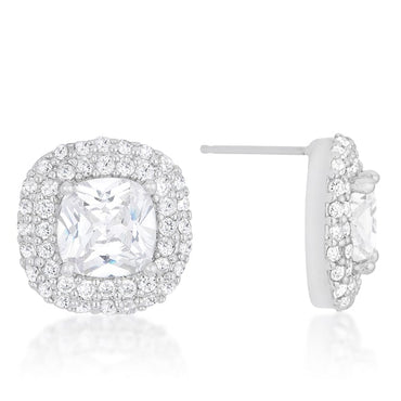 Burke 8mm Cushion Halo Stud Earrings | 3ct