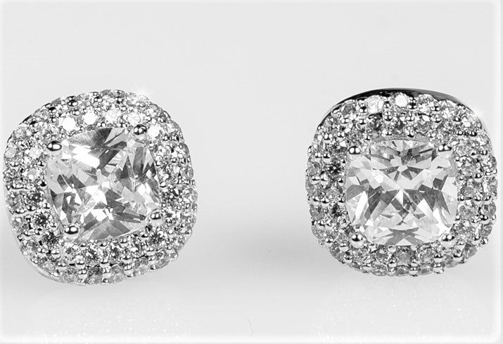 Burke 8mm Cushion Halo Stud Earrings | 3ct