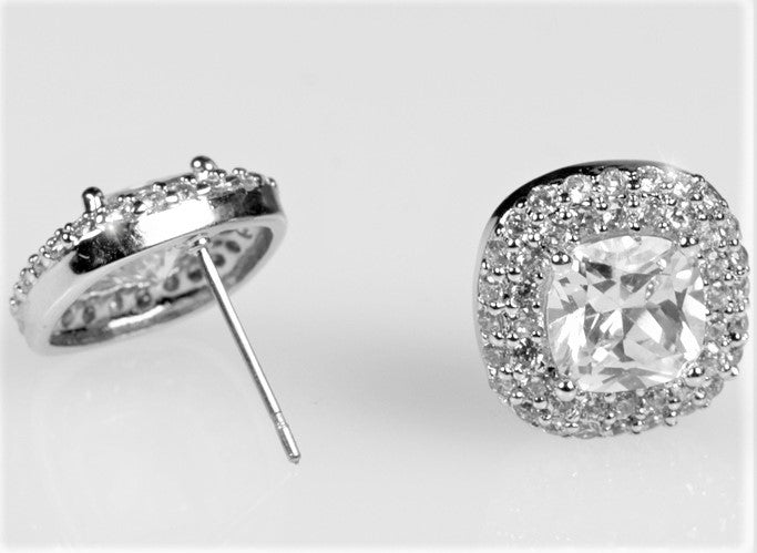 Burke 8mm Cushion Halo Stud Earrings | 3ct
