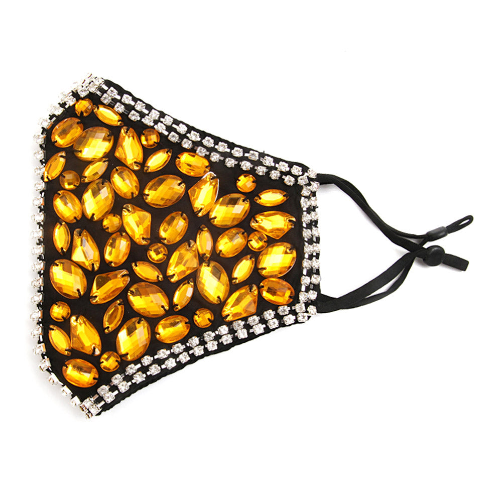 Cait Green Multi Stone Embellished Fashion Mask - Beloved Sparkles