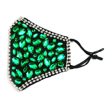 Cait Green Multi Stone Embellished Fashion Mask - Beloved Sparkles
