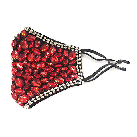 Cait Red Multi Stone Embellished Fashion Mask