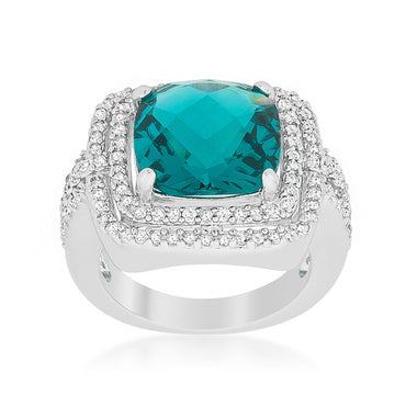 Candy 12mm Faceted Aqua Halo Cocktail Ring | 5ct