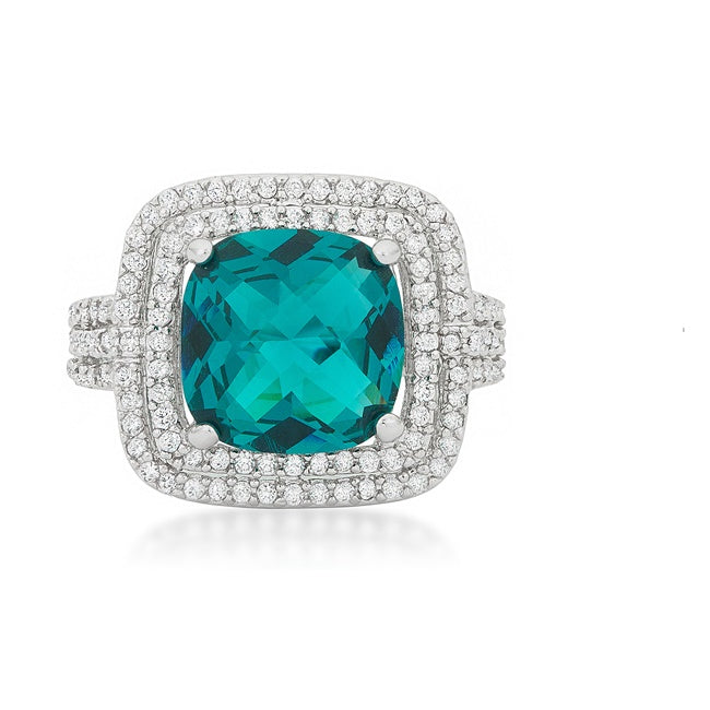 Candy 12mm Faceted Aqua Halo Cocktail Ring | 5ct