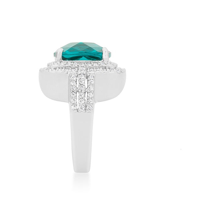 Candy 12mm Faceted Aqua Halo Cocktail Ring | 5ct