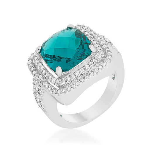 Candy 12mm Faceted Aqua Halo Cocktail Ring | 5ct
