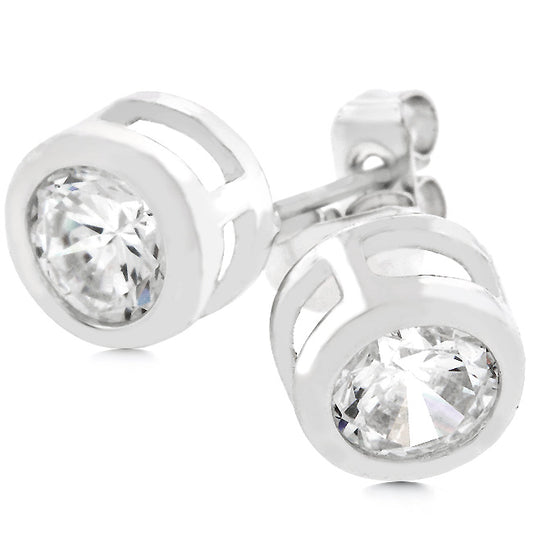 Carol 5.5mm Round Bezel Stud Earrings