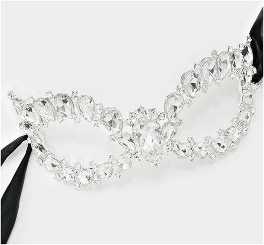 Ceirra Art Deco Cluster Statement Masquerade Mask | Crystal - Beloved Sparkles
- 1