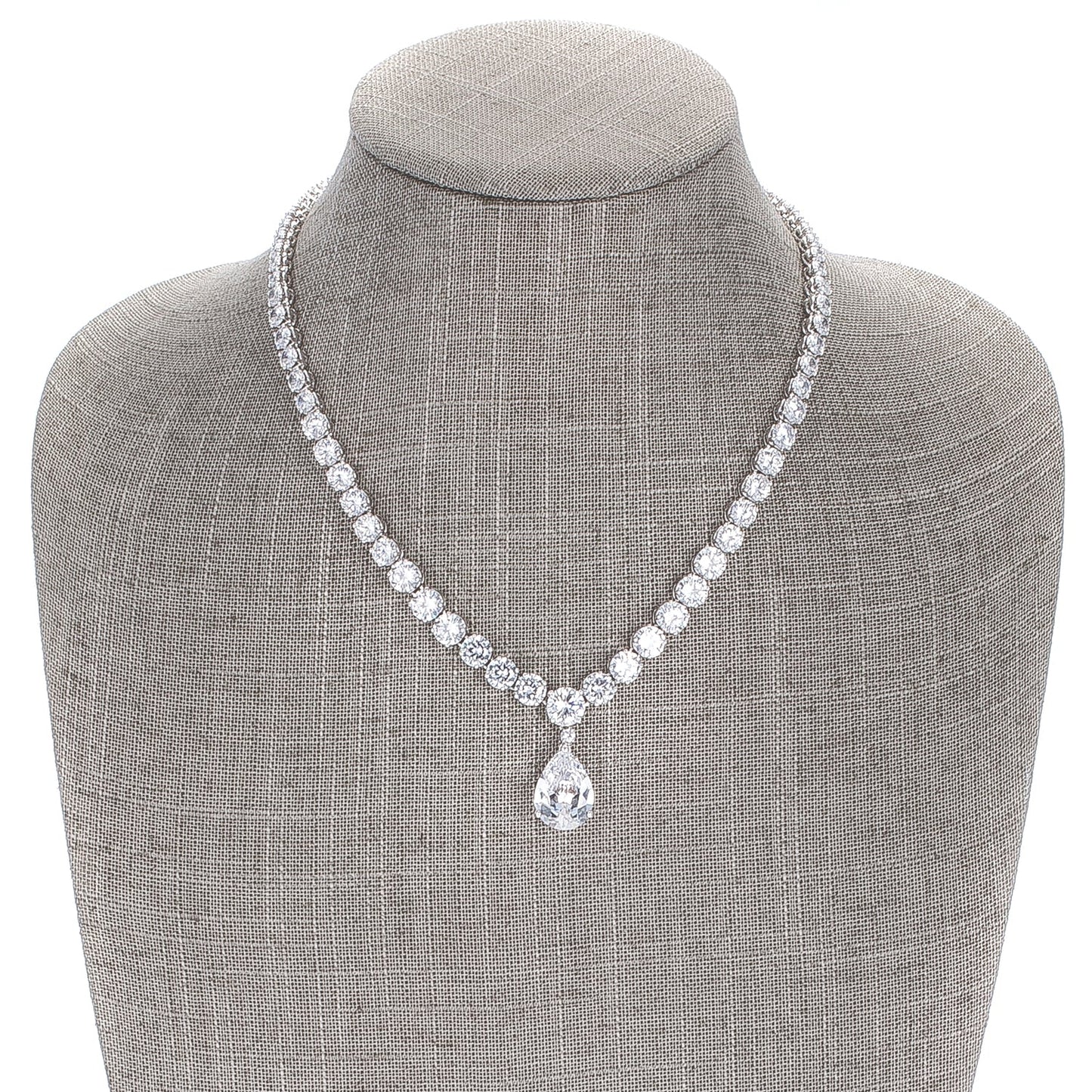 Chandani CZ Pear Drop Tennis Necklace | 60ct