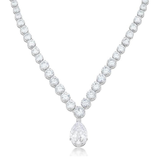 Chandani CZ Pear Drop Tennis Necklace | 60ct