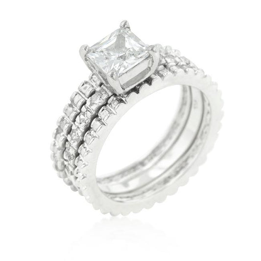Charla 6mm Princess CZ Engagement Triple Ring Set | 1.25ct