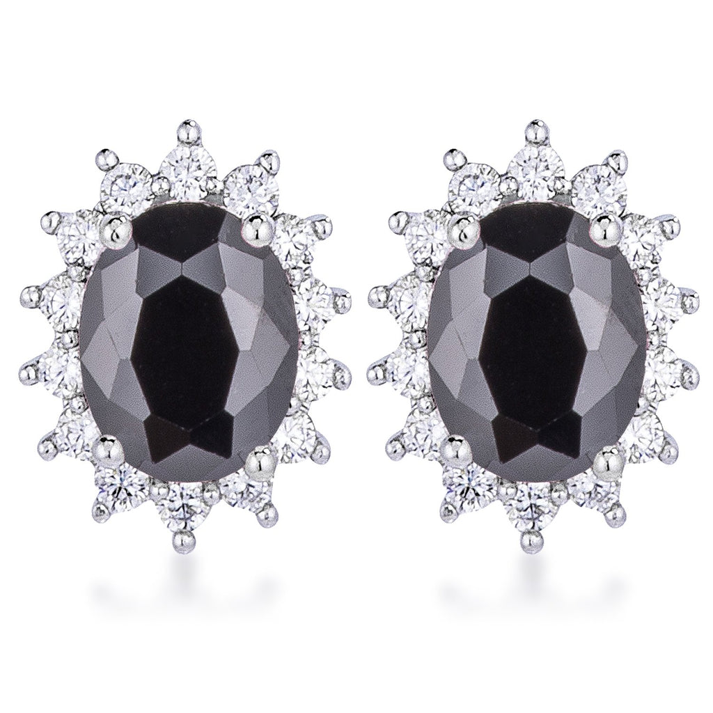Chesna Oval Black Halo Earrings | 2ct