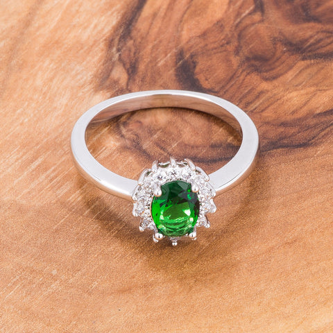 Chesna Oval Emerald Halo Ring | 2ct