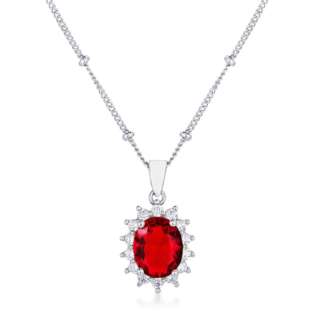 Chesna Oval Ruby Halo Pendant