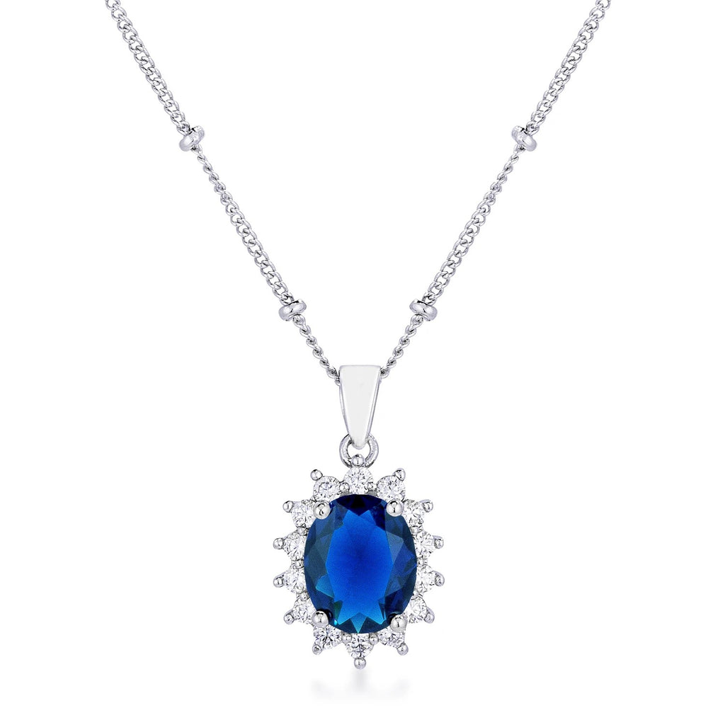 Chesna Oval Sapphire Halo Pendant